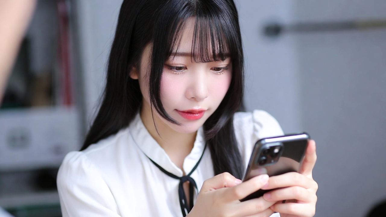 スマートフォンを見る女性