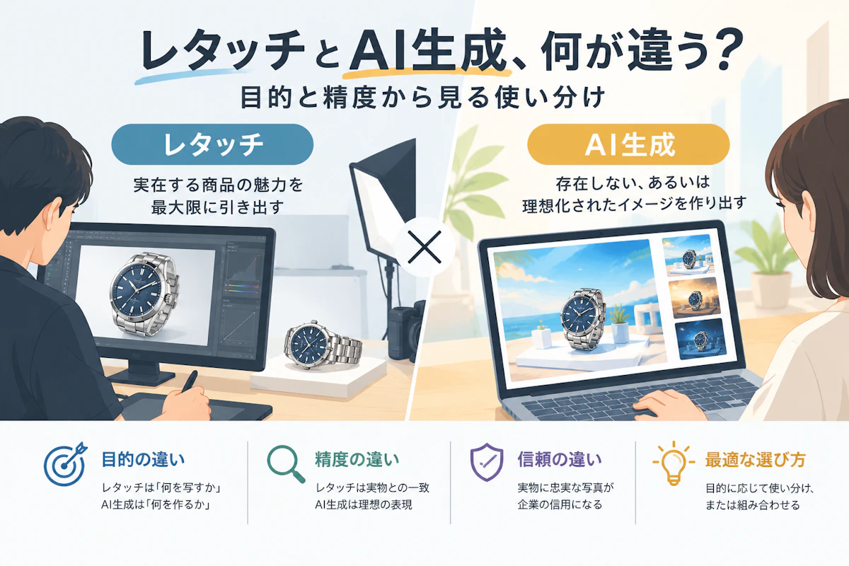 レタッチとAI生成、何が違う?目的と精度から見る使い分け