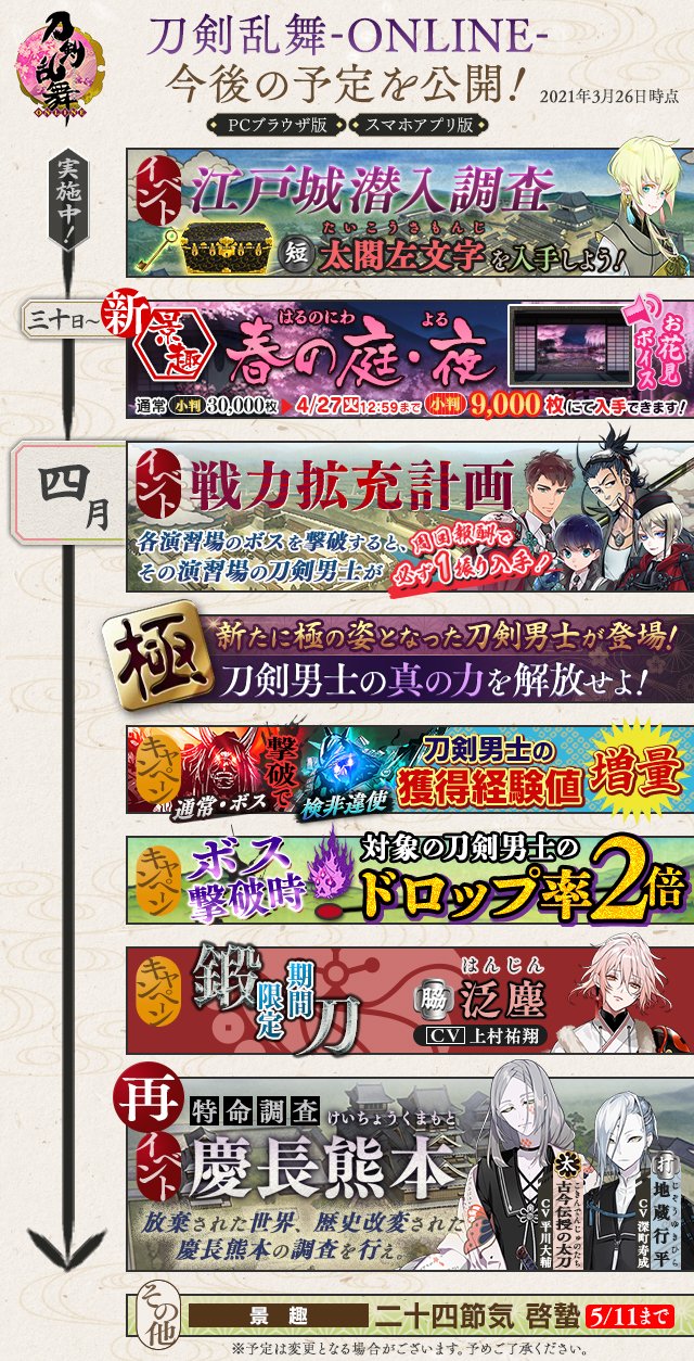 刀剣乱舞 4月の予定が発表 おとめぶ