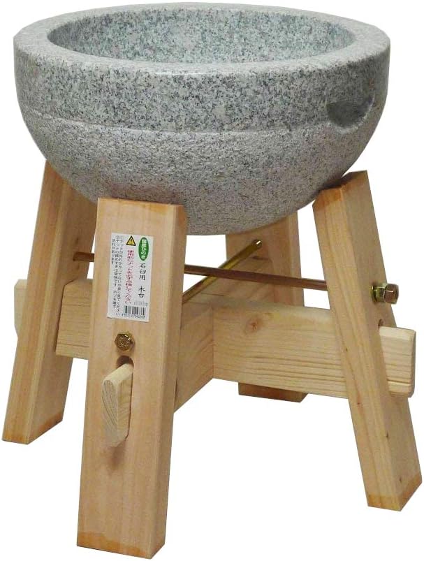 みかげ石 鉢形 もち臼 2升用 木台付き （本格派タイプのもちつき石臼）のサムネイル画像