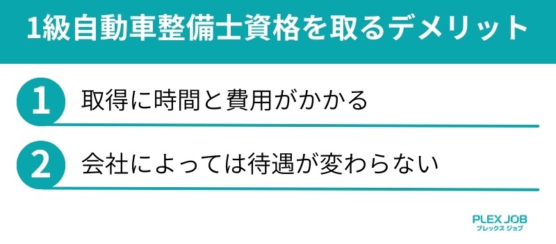 1級自動車整備士資格を取るデメリット