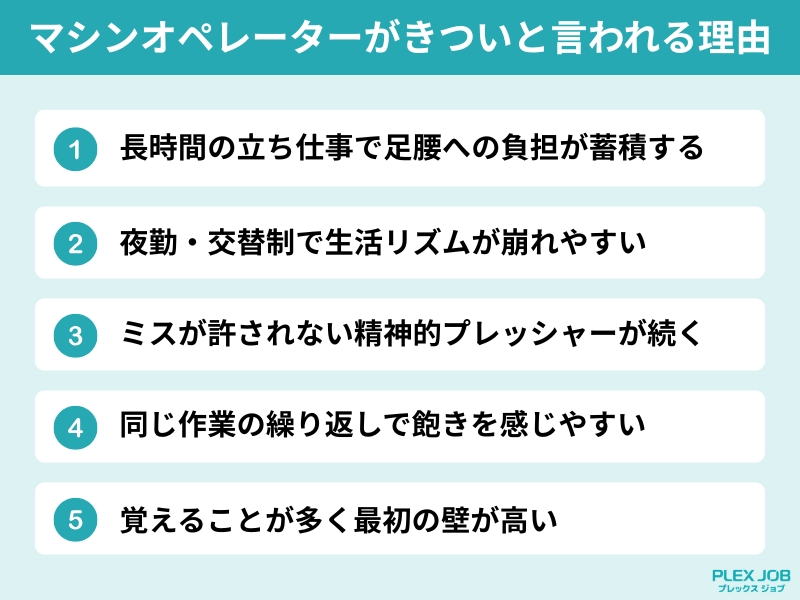 マシンオペレーターがきついと言われる5つの理由
