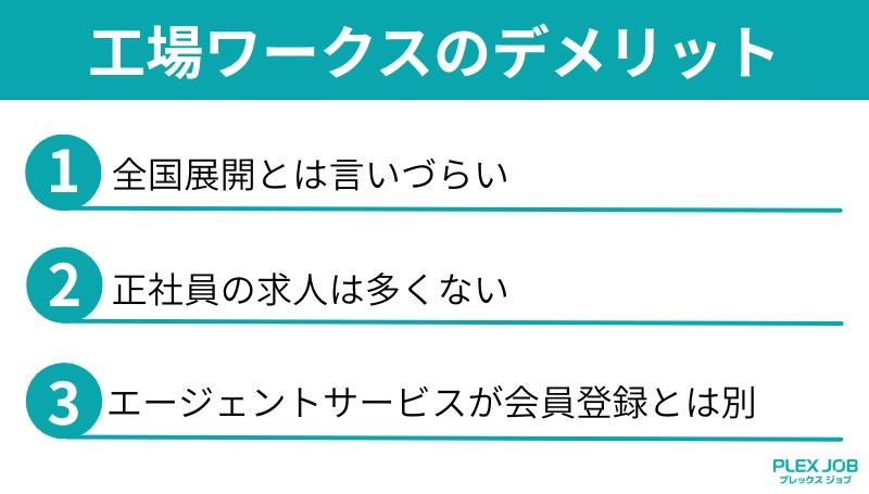 工場ワークスのデメリット