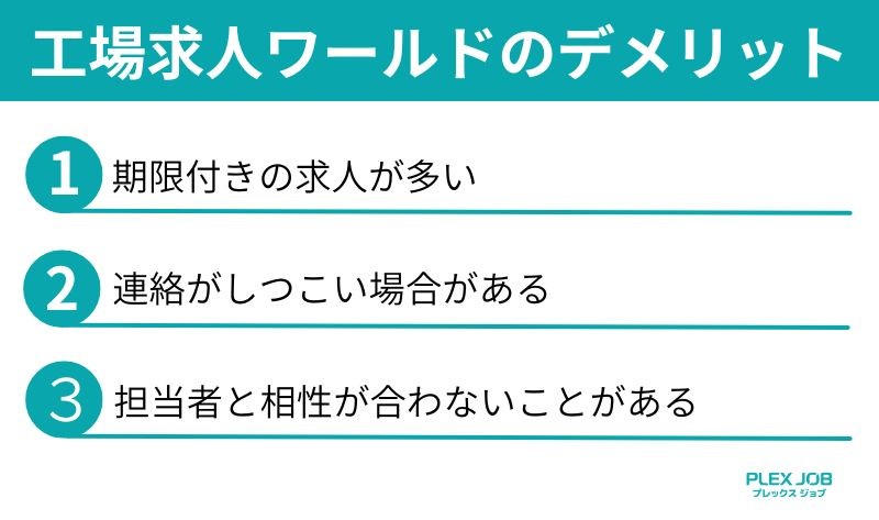 工場求人ワールドのデメリット