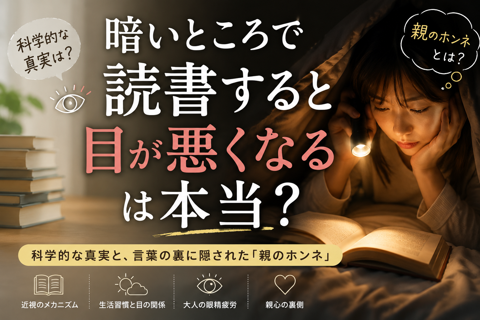 【学習①】暗いところで読書すると目が悪くなる、は本当？