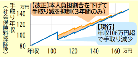 適用拡大に伴う手取りの減少を抑える支援（保険料調整制度）イメージ図