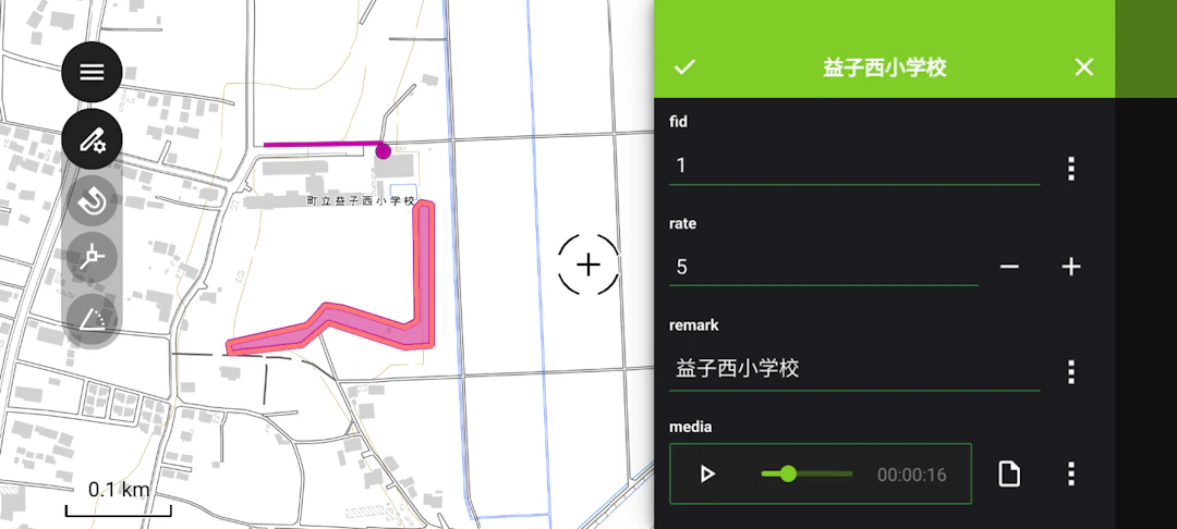 録音が添付された状態(地理院タイルを加工して作成)