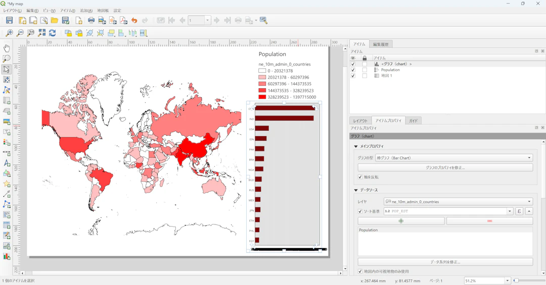 プリントレイアウトでチャート