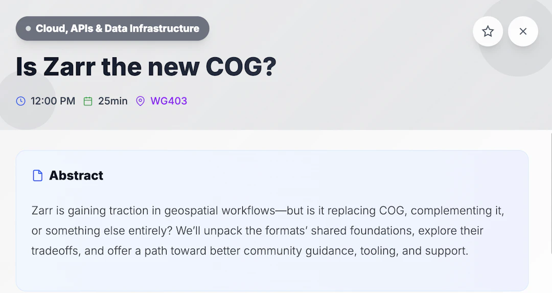 https://2025.foss4g.org/program/schedule#event-4187-is-zarr-the-new-cog