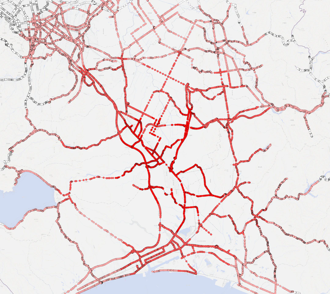 時間に応じてグラデーションで色分けした例