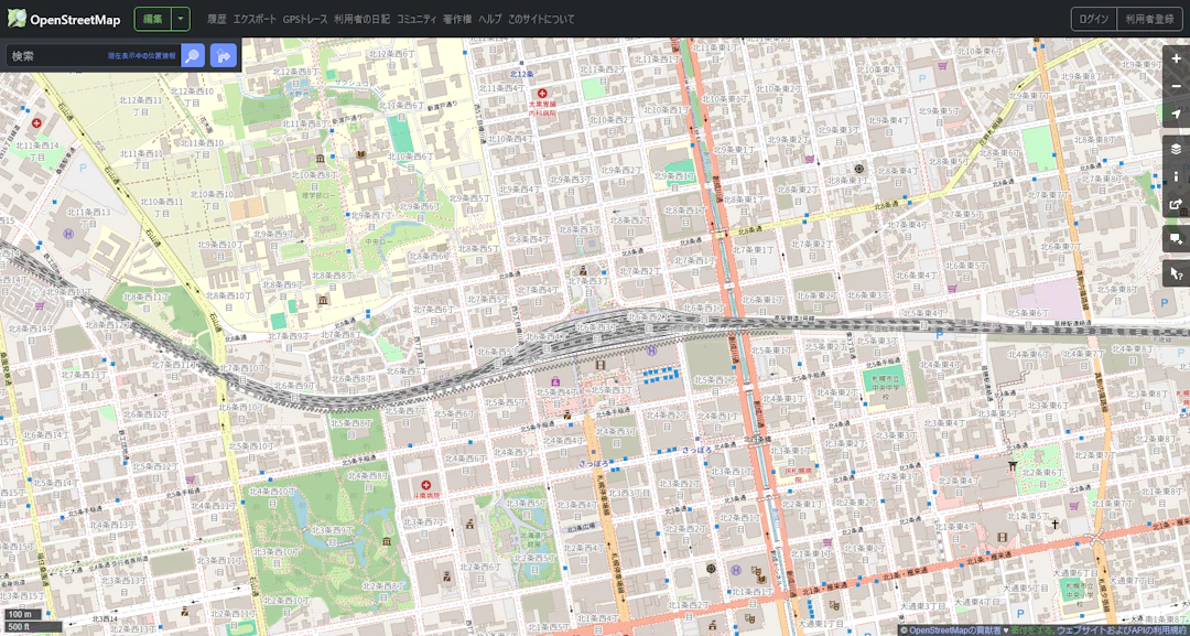 OpenStreetMapのホームページ。（ ©OpenStreetMap contributors）