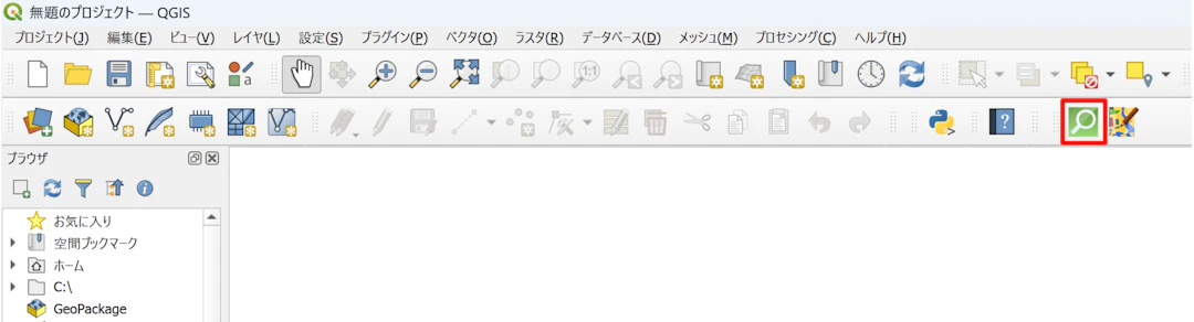ツールバーから［QuickOSM］のアイコンをクリックする