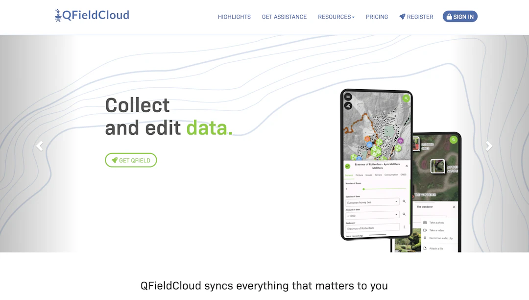 QFieldCloudのウェブサイト