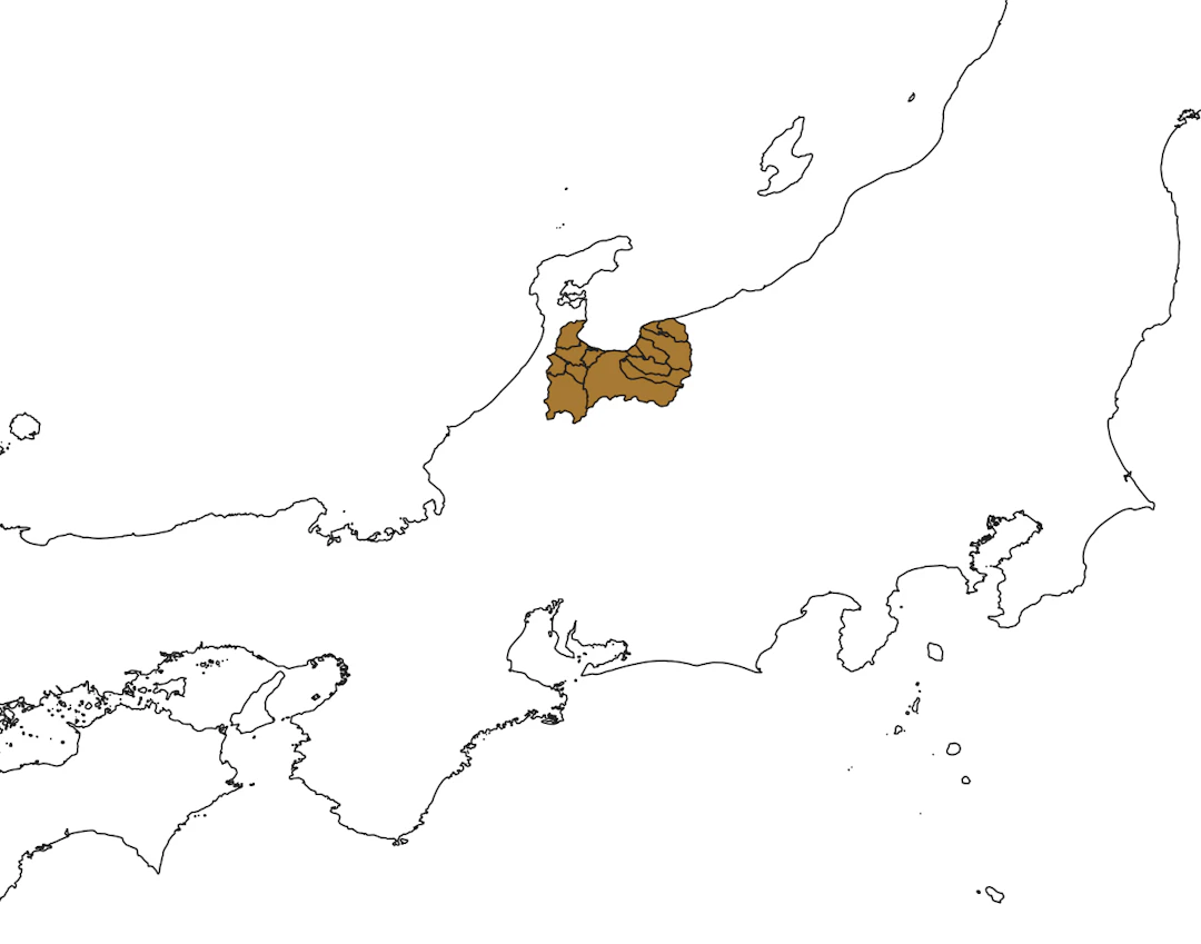 Toyama Kenのみが表示される。（地球地図日本（国土地理院）を加工して作成）