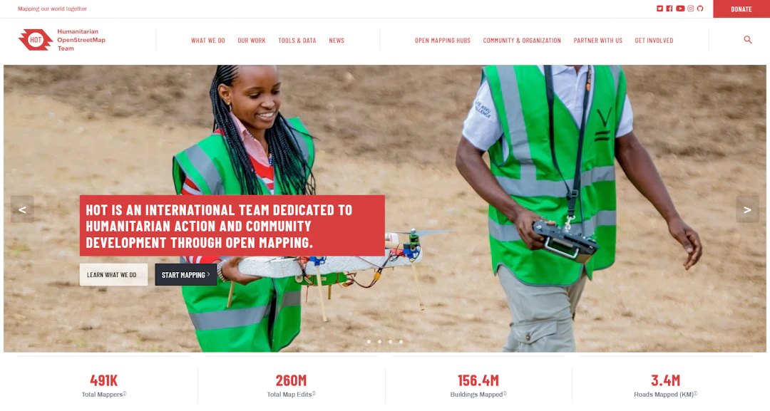 Humanitarian OSM Teamのホームページ