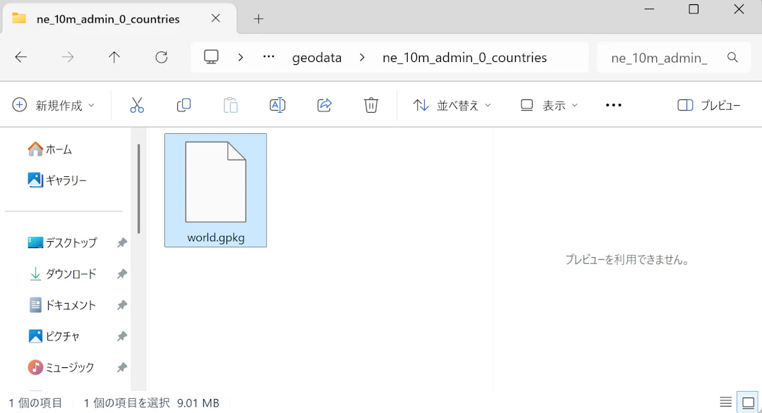 指定したパスにGeoPackageファイルが保存されている