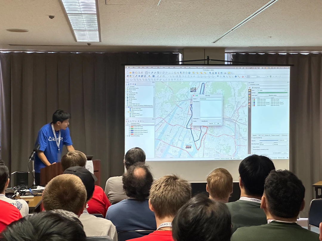 FOSS4Runの地図がQGISからWebへ公開するのデモ