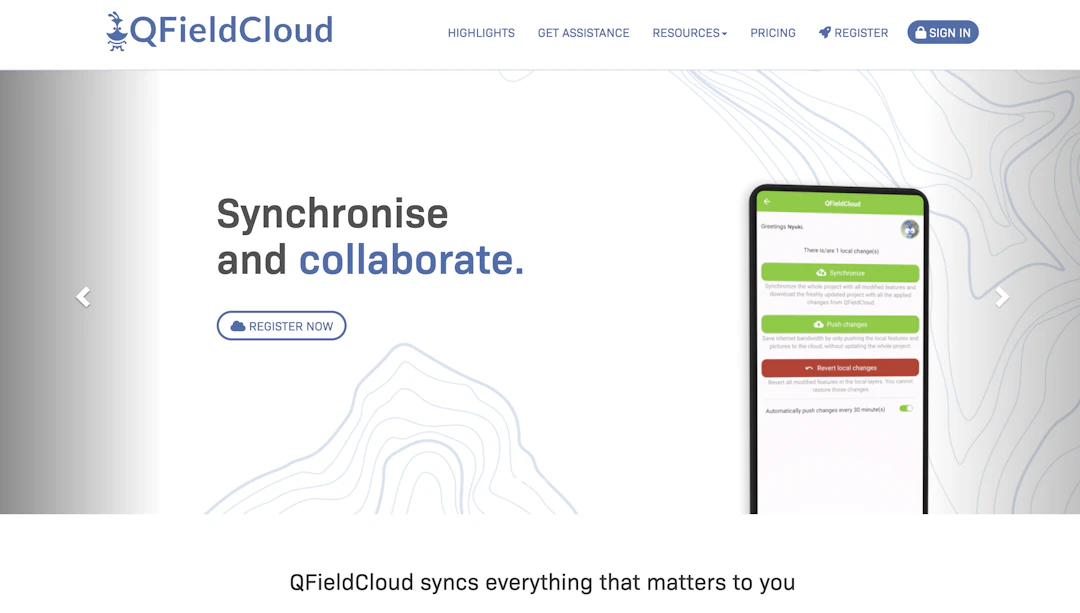 QFieldCloudのWebサイト
