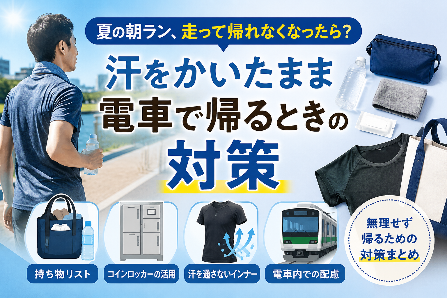 夏の朝ラン、走って帰れなくなったら？汗をかいたまま電車で帰るときの対策