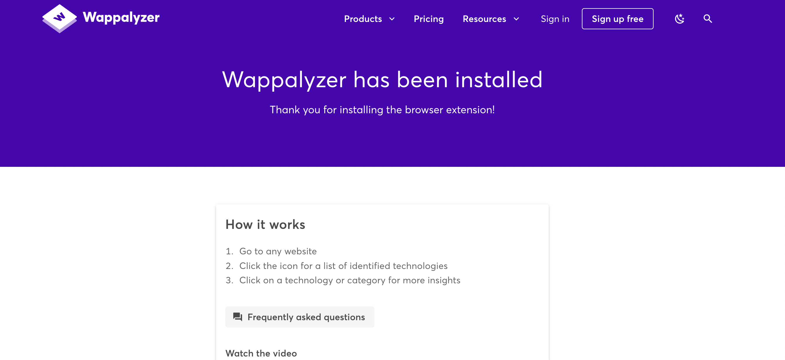 Wappalyzerのページ