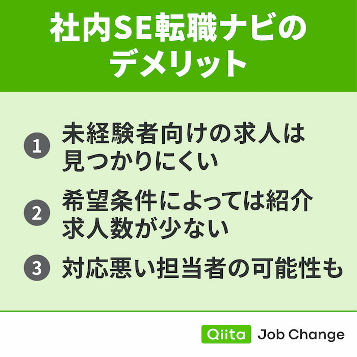 社内SE転職ナビを利用するデメリット
