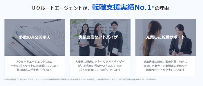 リクルートエージェントが転職支援実績No.1の理由