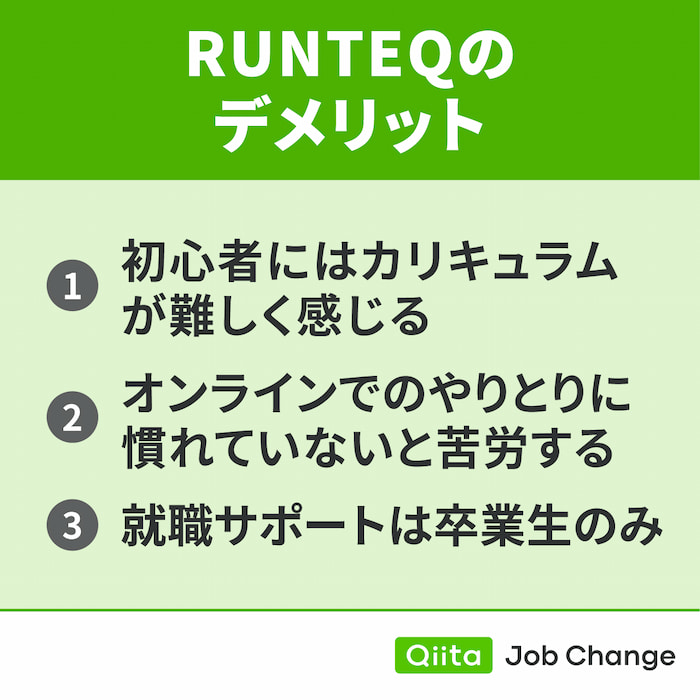 RUNTEQを利用するデメリット