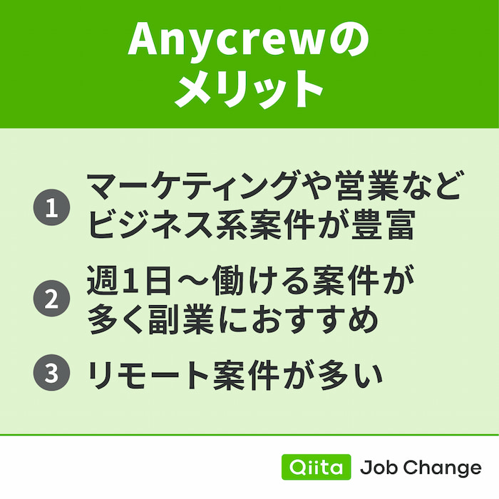 Anycrewを利用するメリット