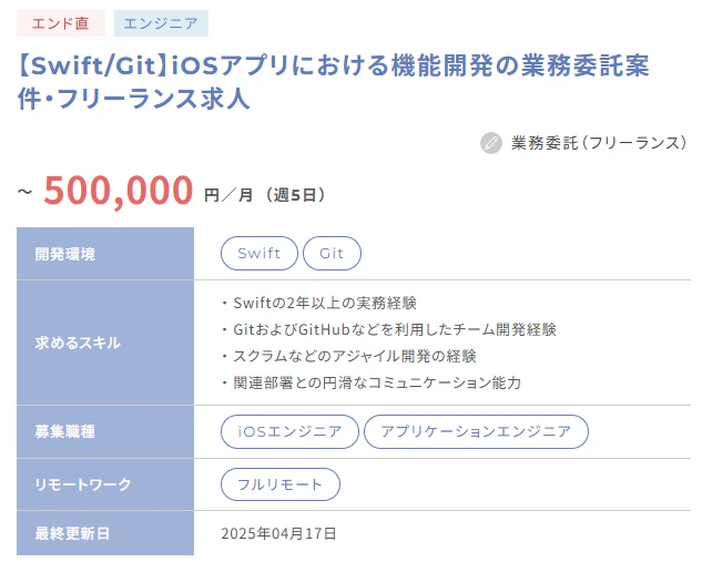 iOSアプリ開発 案件例 ITプロパートナーズ