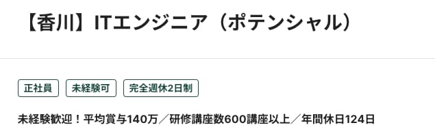 ITエンジニアのポテンシャル採用の求人例(ワークポート)