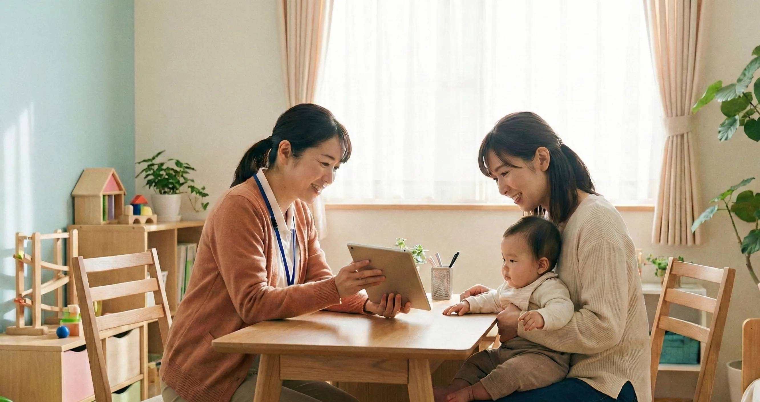 母親が専門家に相談する様子