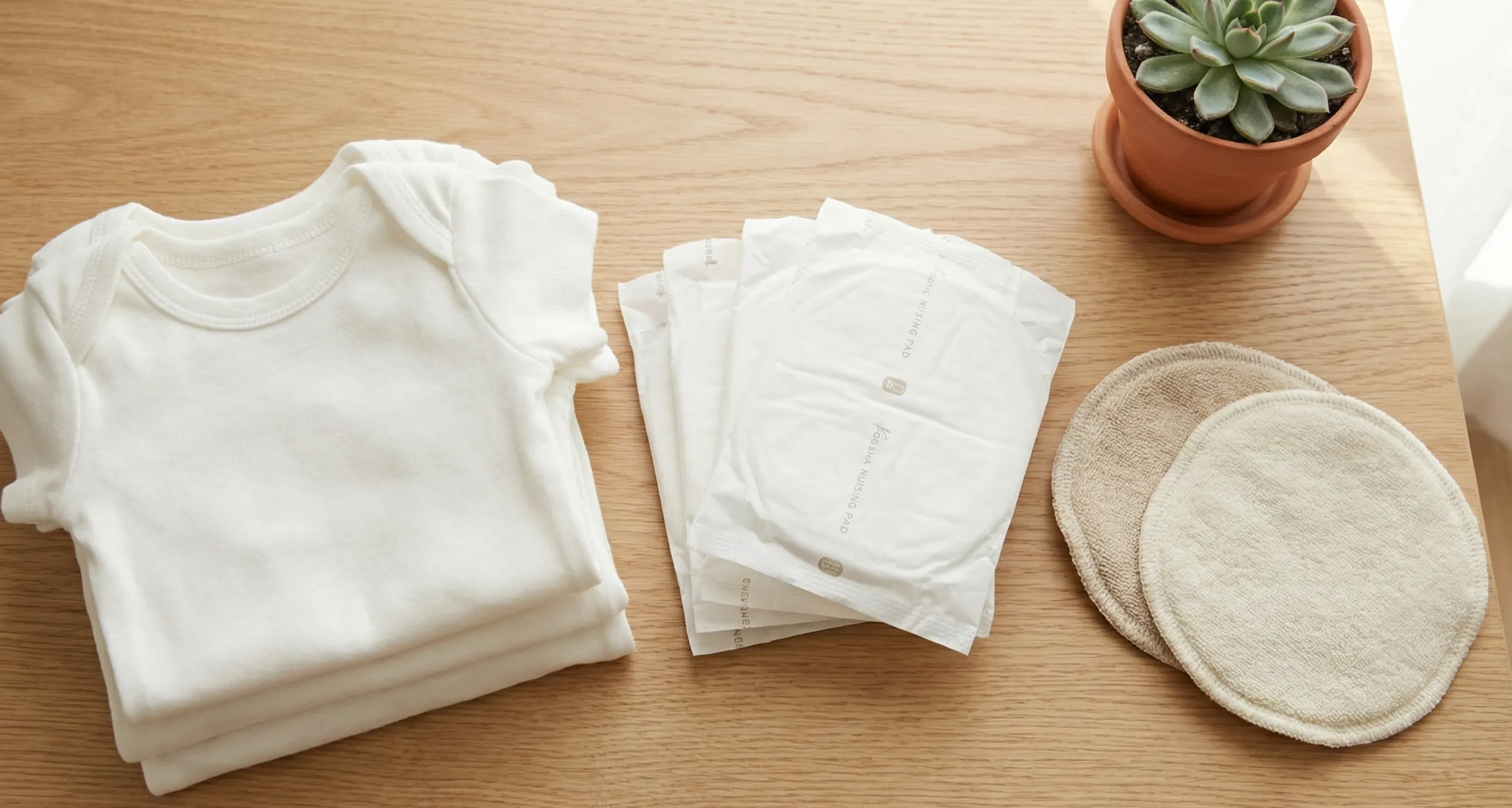 こども服と使い捨てパッドと母乳パッド