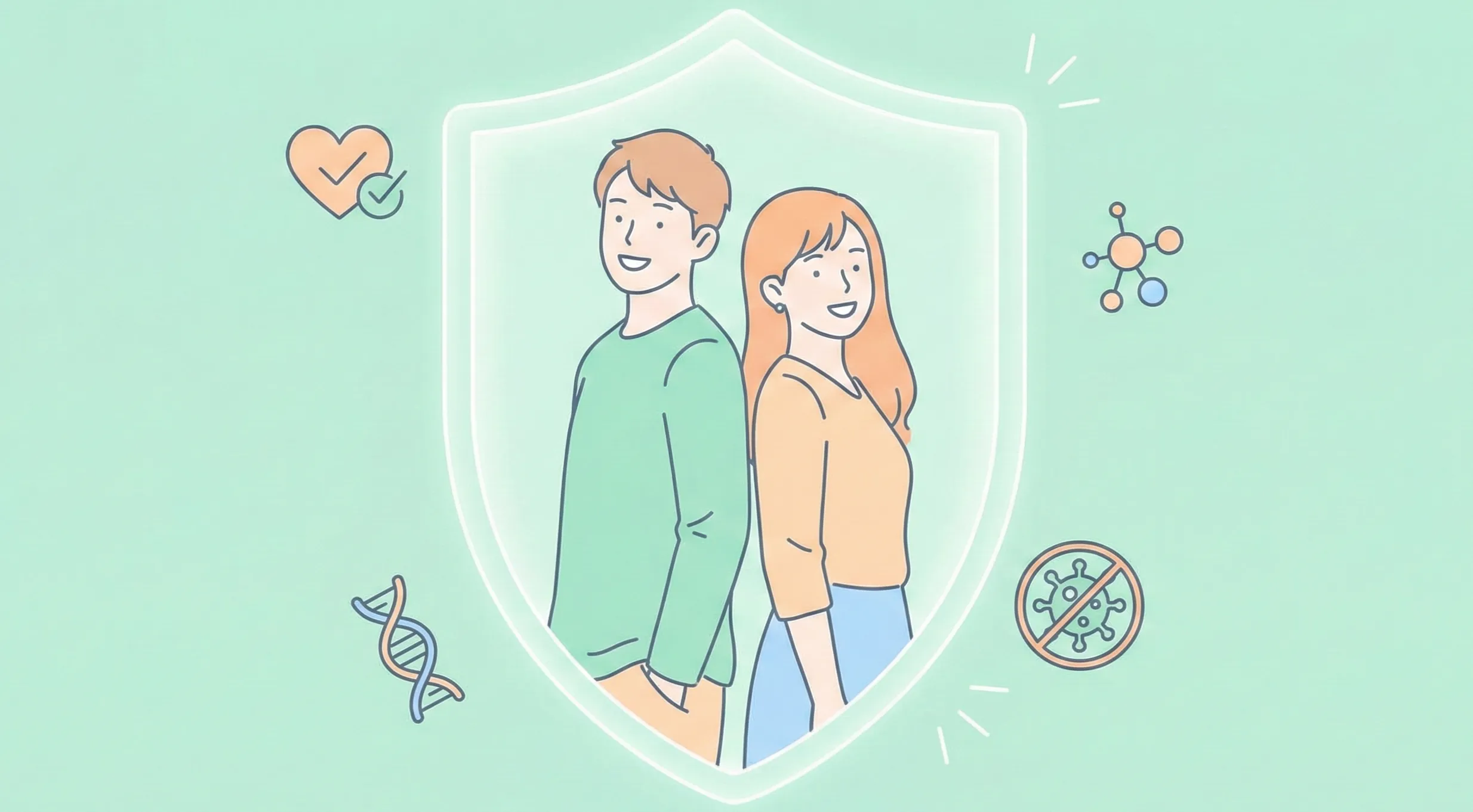 盾に守られた男女