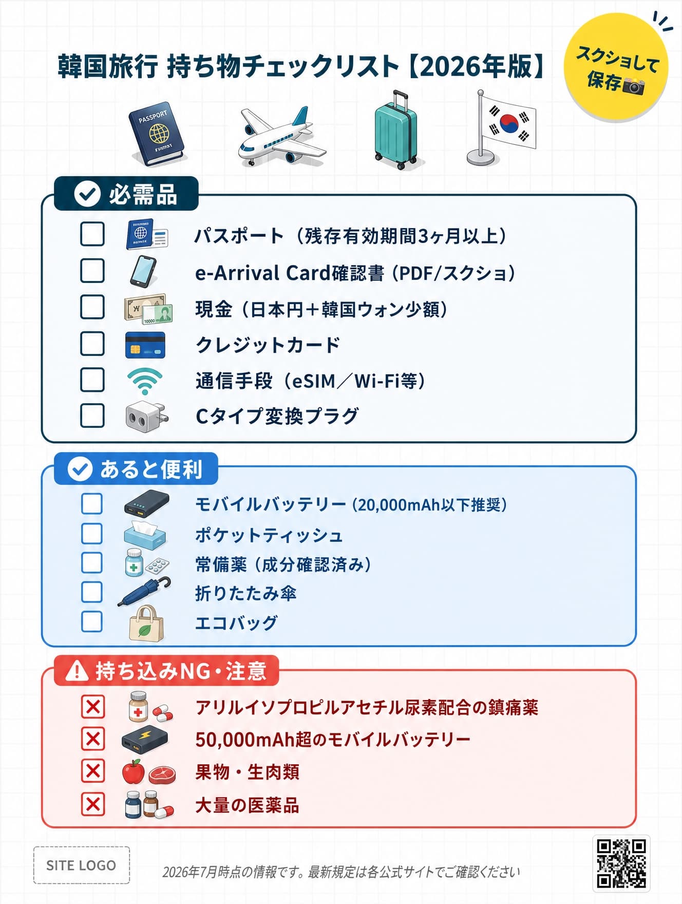韓国旅行の必需品チェックリスト