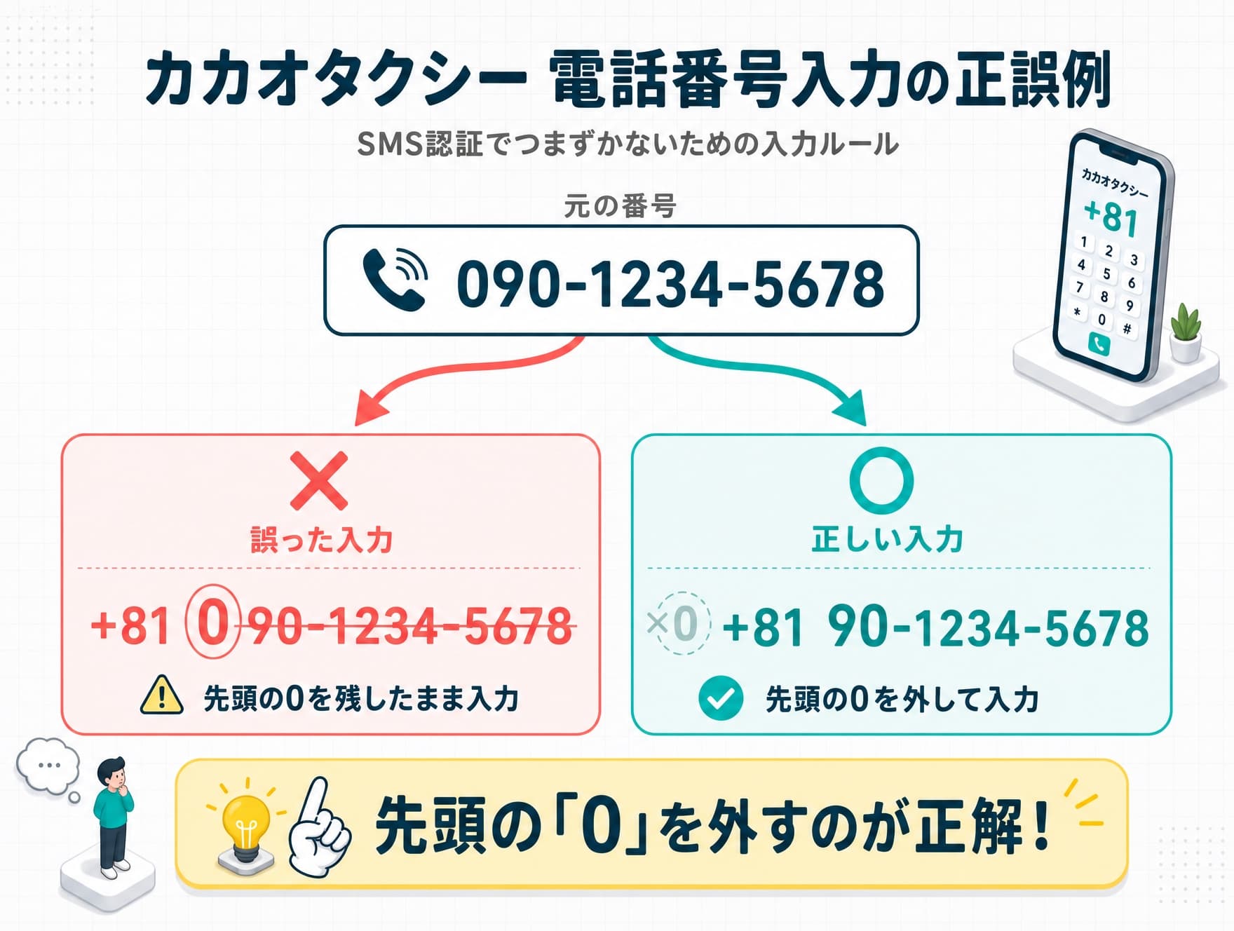 日本の電話番号を+81形式で入力する例