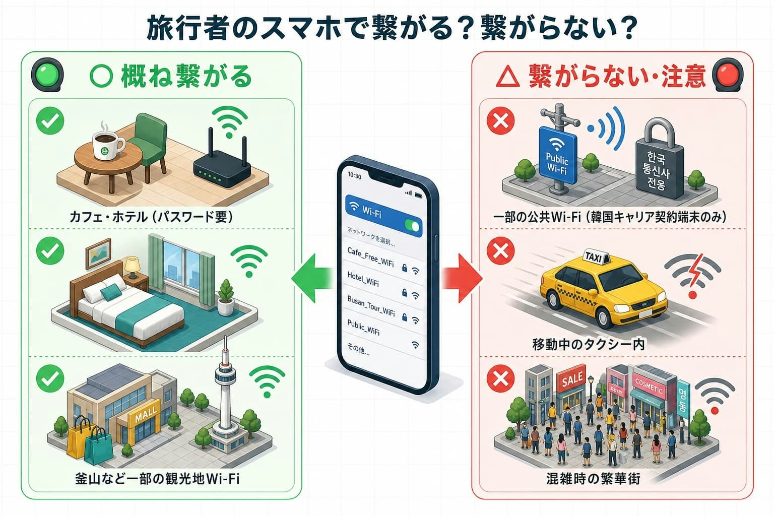 旅行者のスマホで韓国のフリーWi-Fiが繋がる場所・繋がらない場所