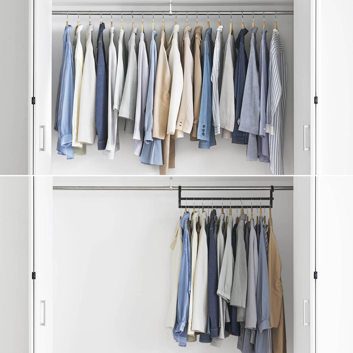 衣類ハンガー PICKUP smart ｜ 収納力アップ2段衣類ハンガー スマート W60 ｜ 山崎実業