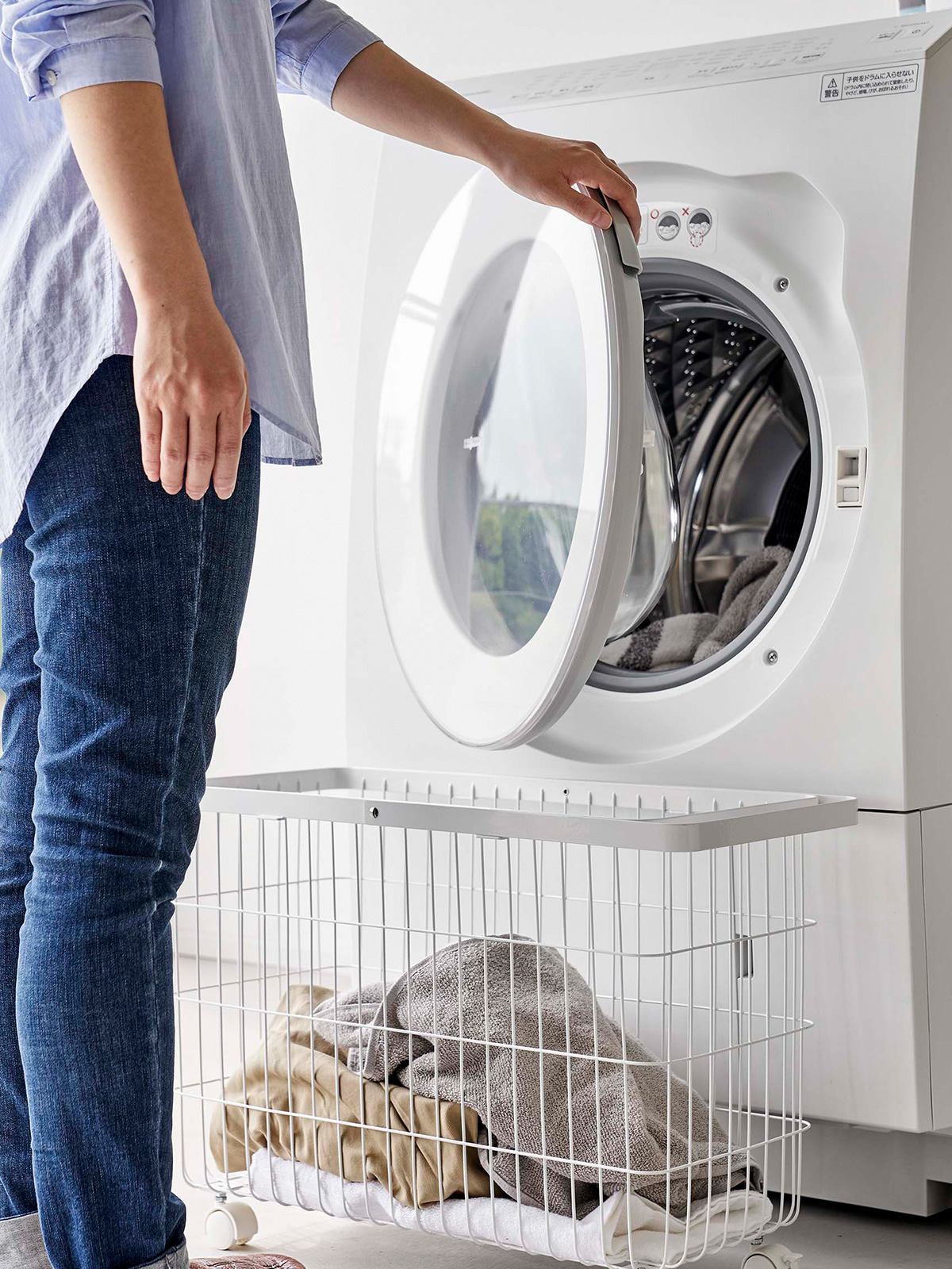 tower ｜ ランドリーバスケット タワー キャスター付き ワイド＆ロー