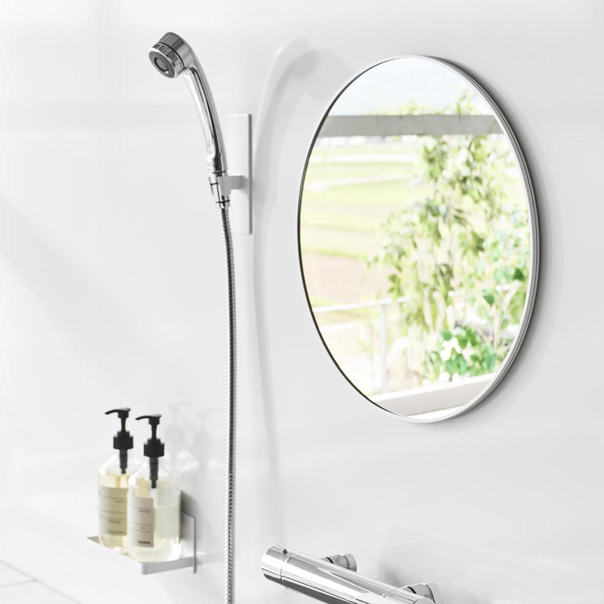  マグネットバスルーム樹脂ミラー タワー 丸型 42cm