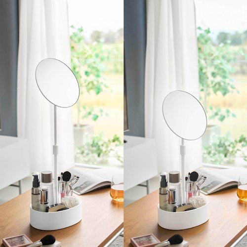 高さと角度が調節できる収納付きスタンドミラー タワー