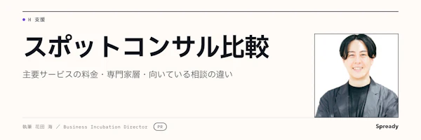 スポットコンサル比較｜料金・専門家層・向く相談の違い