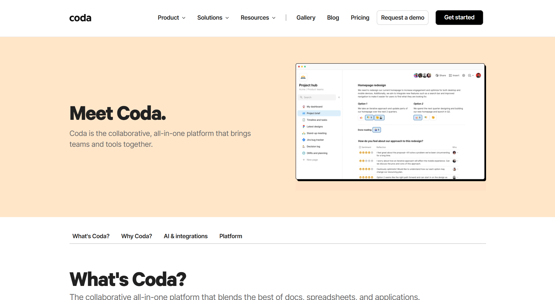 Codaの公式サイトの画像