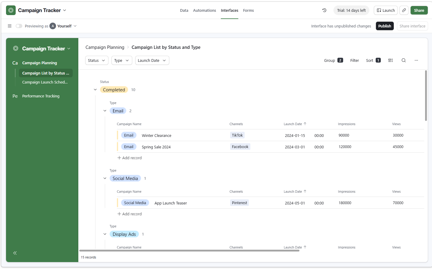 Campaign TrackerのInterfaces