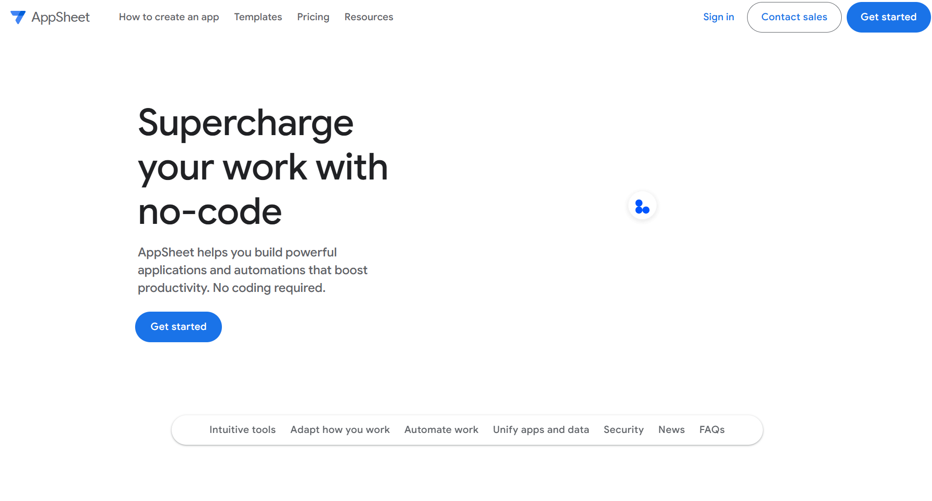 GoogleAppSheetのサイト画像