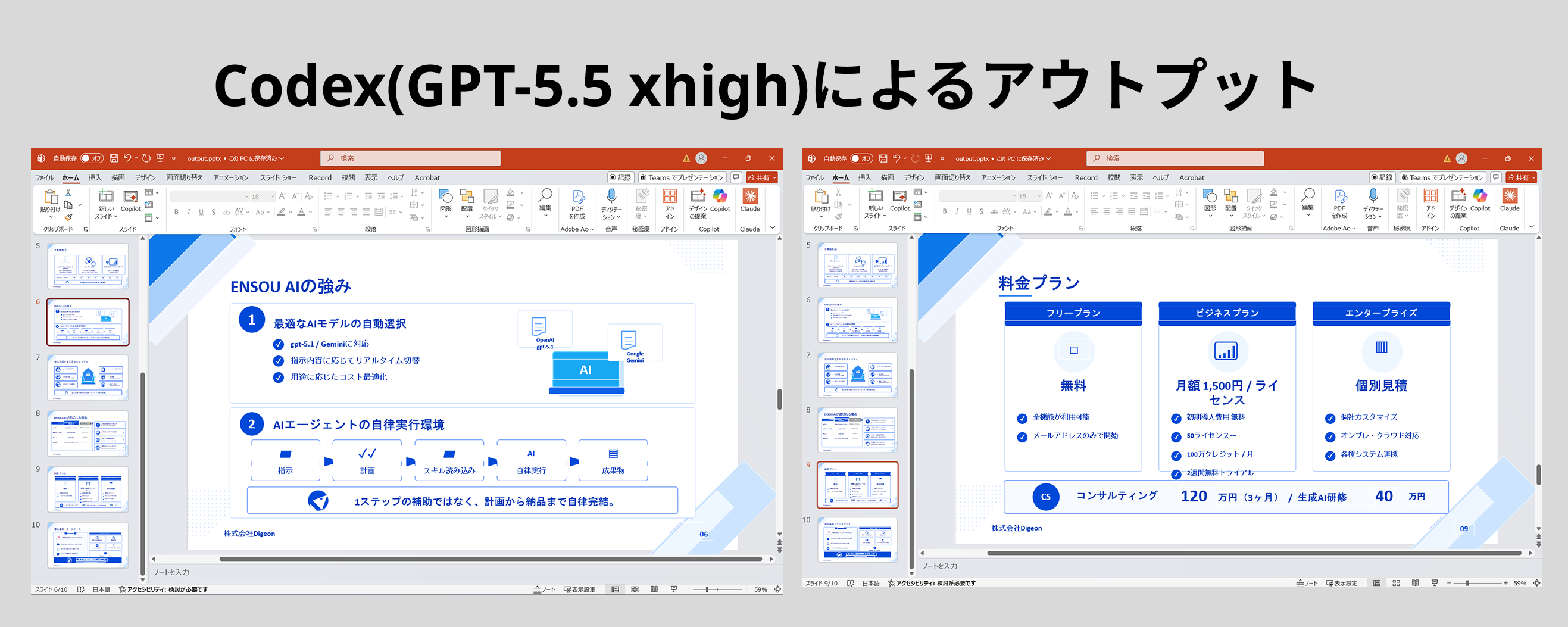 Codexが作成したスライドのPowerPointでの編集画面