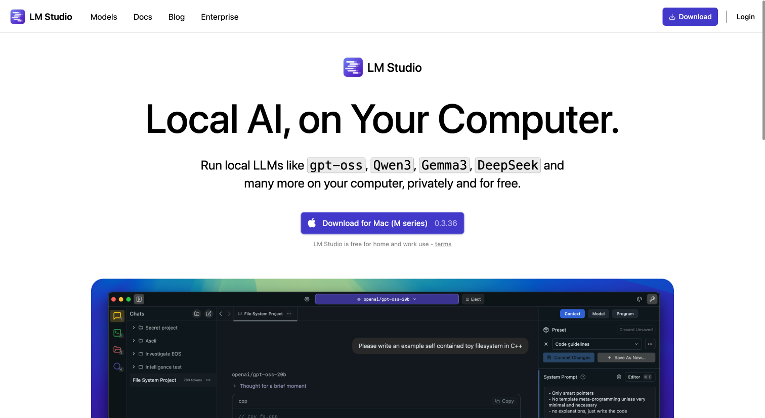 LM Studio のトップページからダウンロードできます