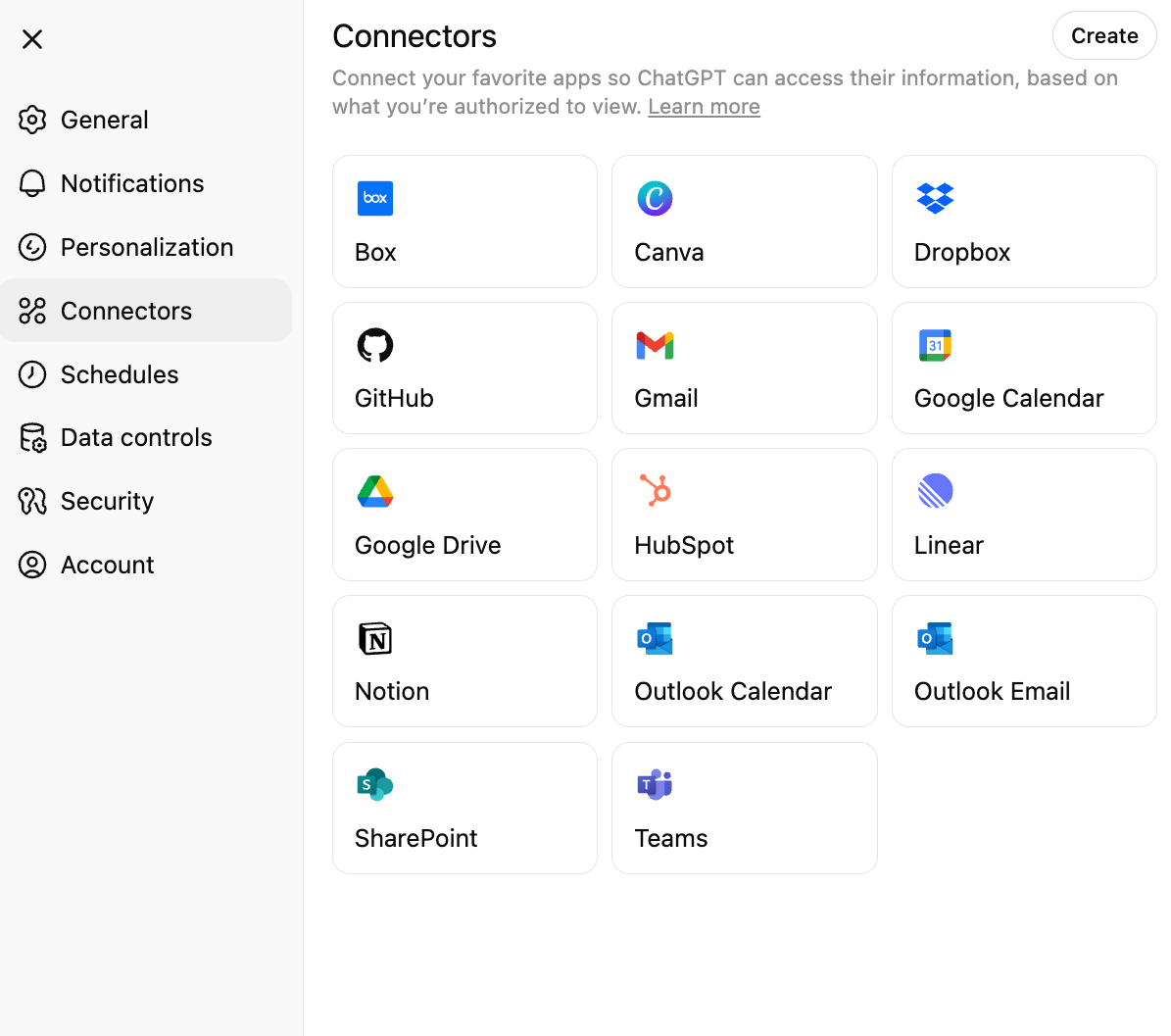 ChatGPT Connectorsで連携できるアプリの一覧