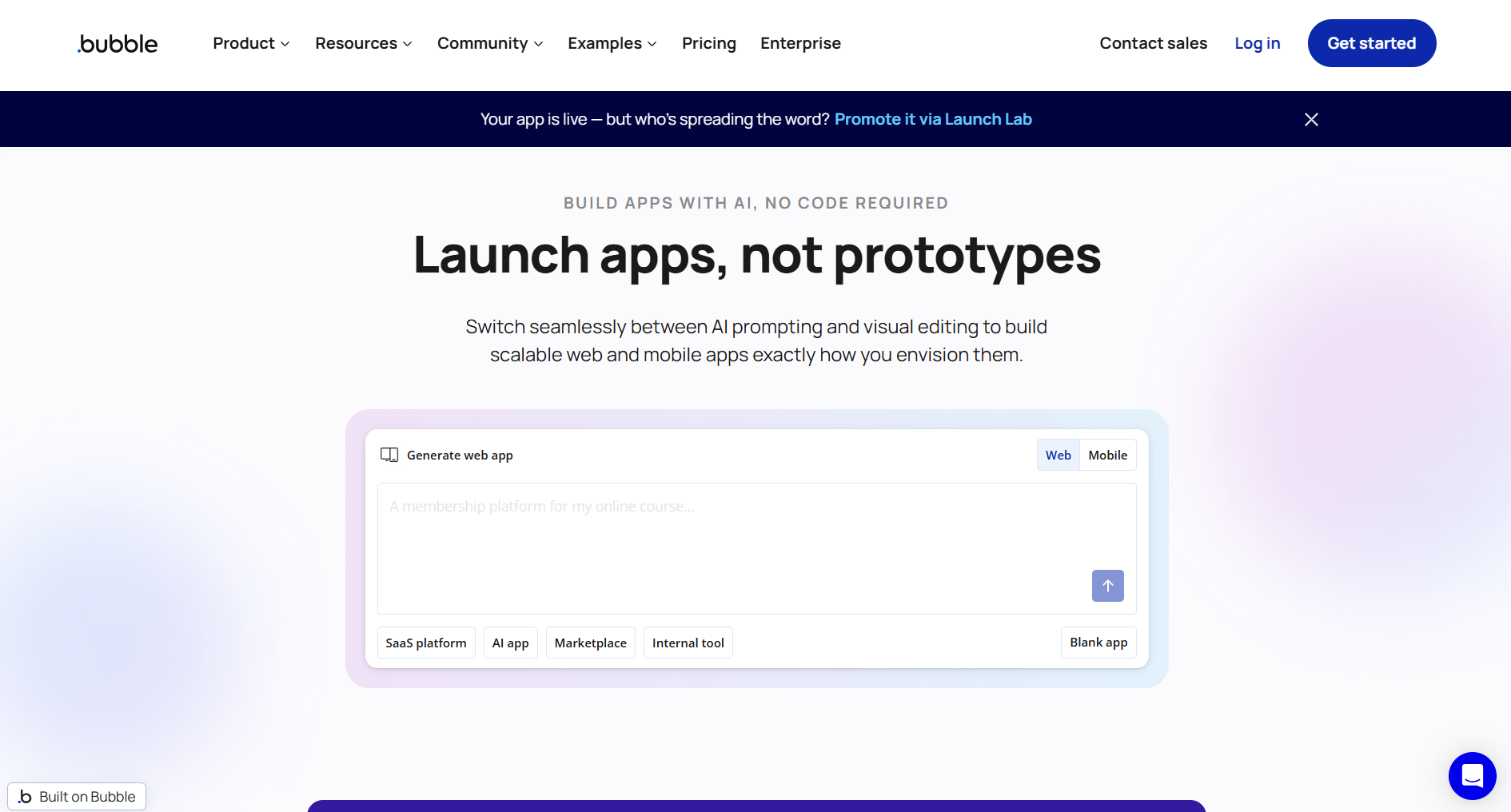 bubbleの公式サイトの画像