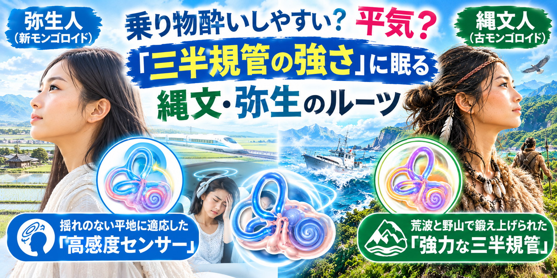 乗り物酔いしやすい？平気？「三半規管の強さ」に眠る縄文・弥生のルーツ