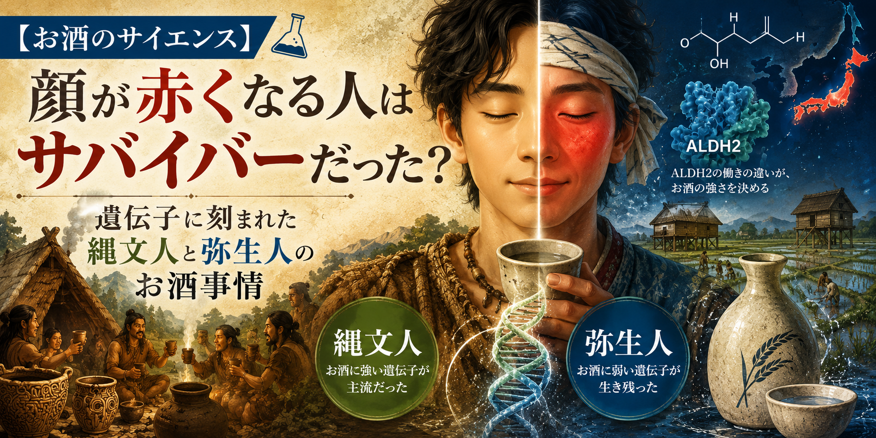 【お酒のサイエンス】 顔が赤くなる人はサバイバーだった？ 遺伝子に刻まれた縄文人と弥生人のお酒事情